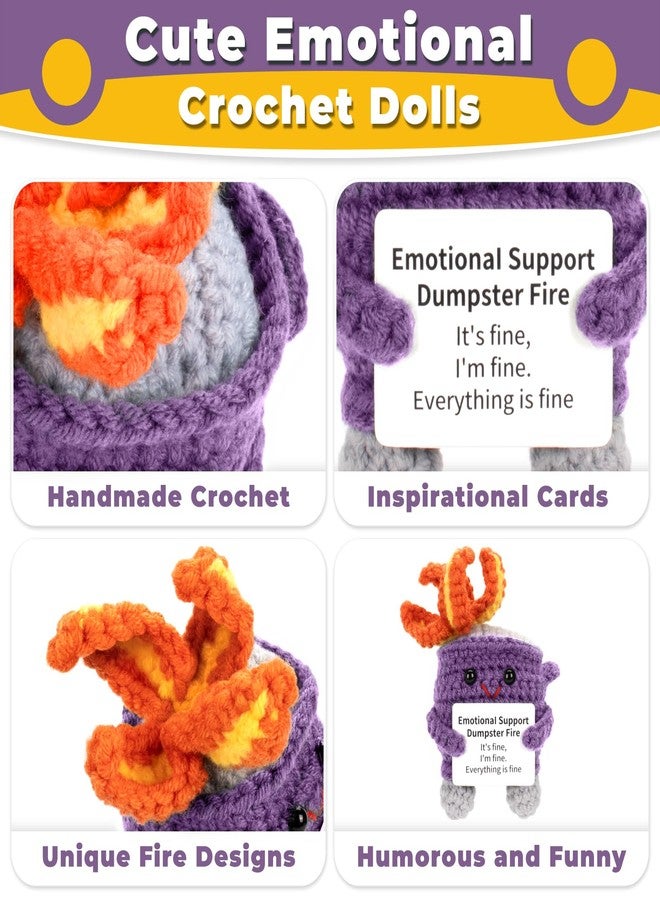 AGIFTMIND Appreciation Gifts for Her Emotional Dumpster Crochet Fire, Knitting Dumpster Doll, Funny Cheer Up Gag Gifts for Friends Birthday (Purple) - Image 3